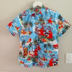 Hawaiian Christmas button down top